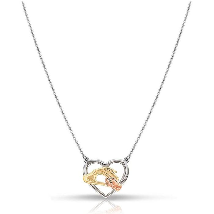 Women's heart necklace with hands 9k yellow gold HRB0085