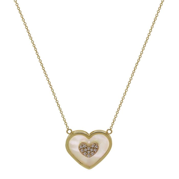 Women's heart necklace with zircon 9k yellow gold HRB0096