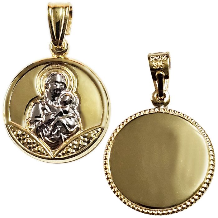 Double sided Charm yellow gold in the form of Holy Mary 9CT HJB0100