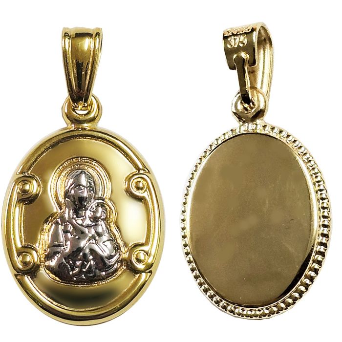 Amulet in yellow gold double sided in the form of the Virgin Mary 9K HJB0103