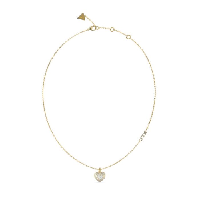 Women's Guess STEEL necklace with two-tone heart JUBN04026JWYGWHT-U