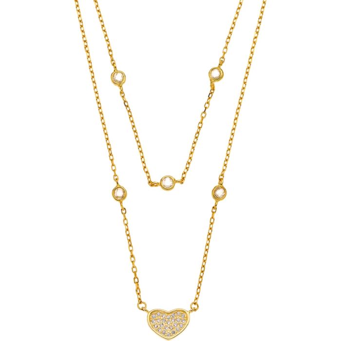 Women's necklace Breeze double with heart 413001.1