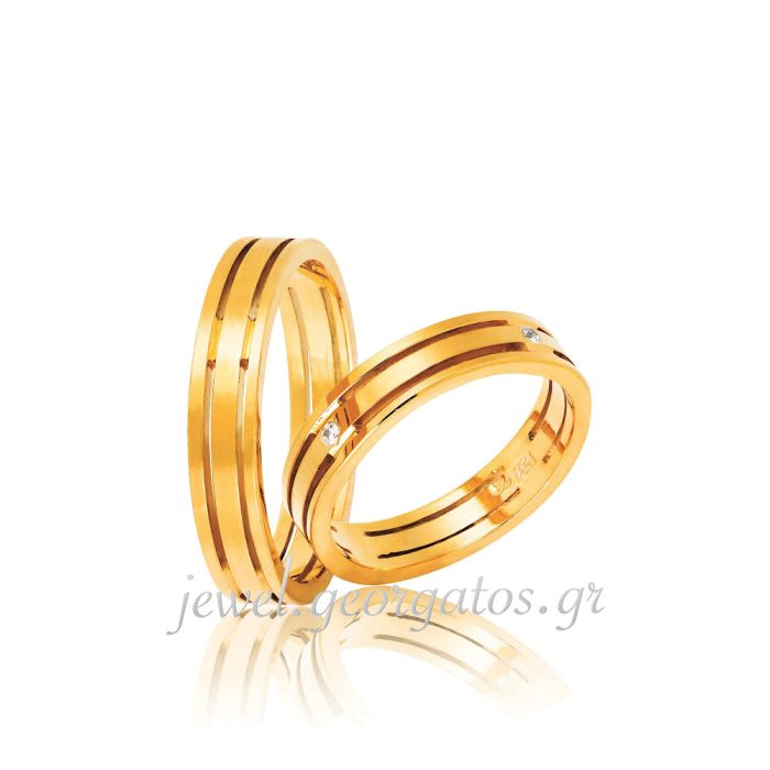 Pair of gold wedding rings 4.50mm TR1-2-3
