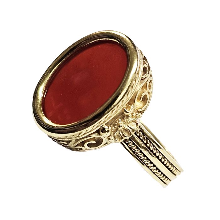 Men's gold ring with burgundy onyx 9ct HDB0072