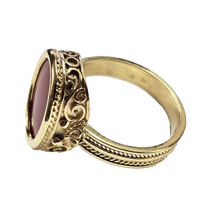 Men's gold ring with burgundy onyx 9ct HDB0072