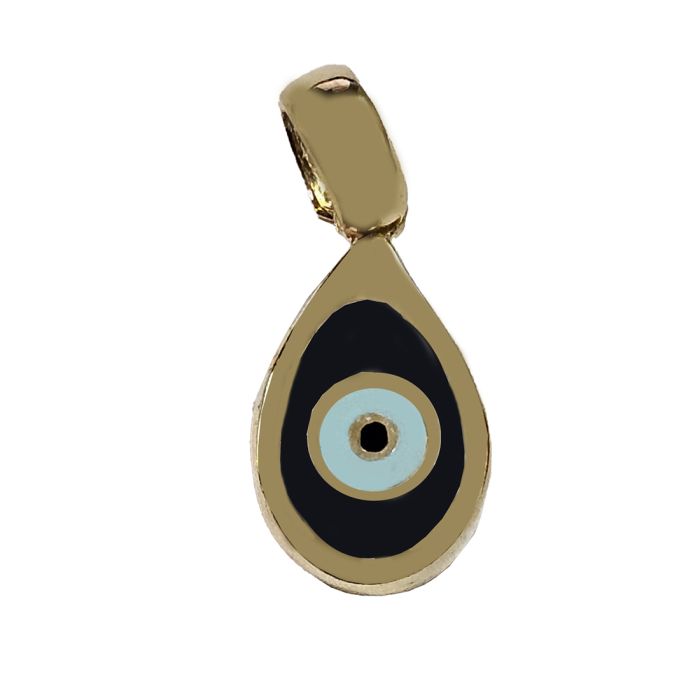 Amulet in yellow gold double sided with enamel HME0001