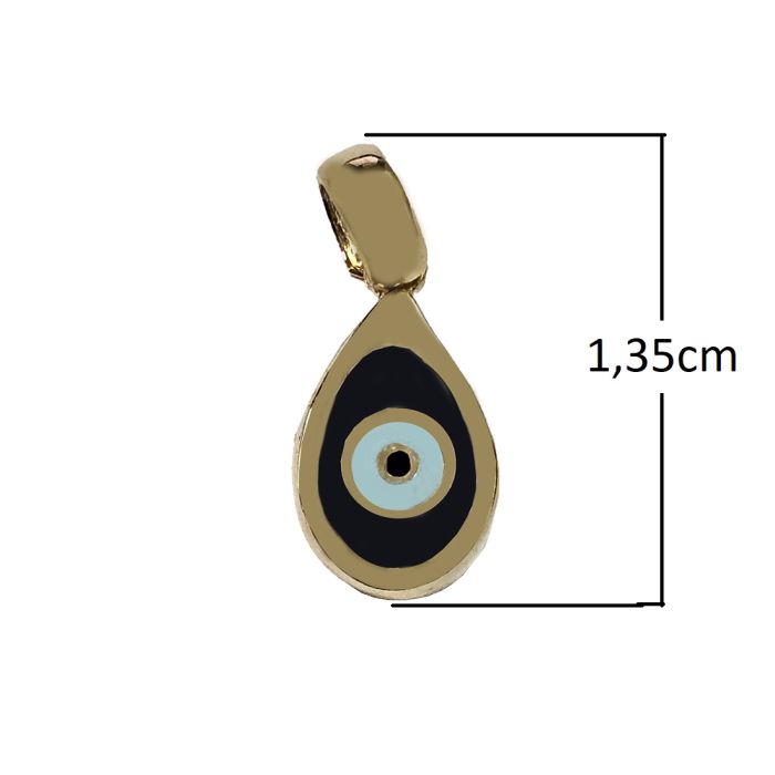Amulet in yellow gold double sided with enamel HME0002