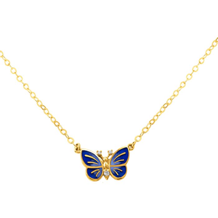 Women's 9K yellow gold butterfly necklace HRE0291