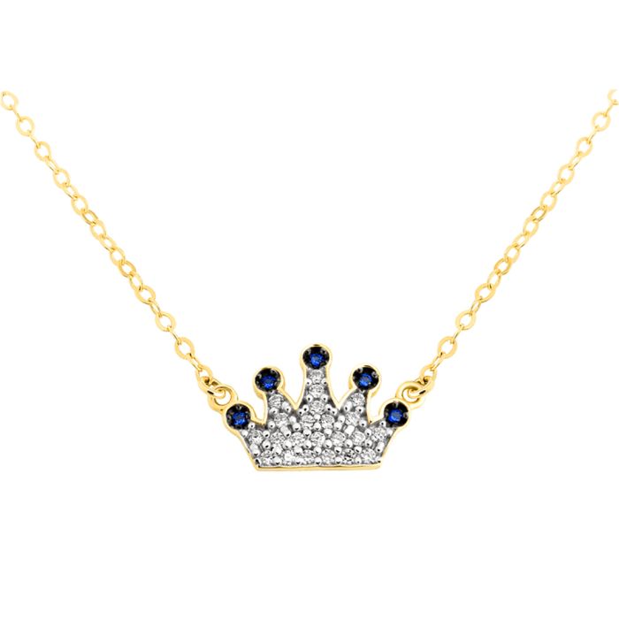 Women's yellow gold necklace with 9K crown HRE0292