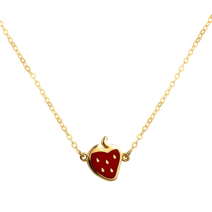 Women's yellow gold necklace with 9K strawberry HRE0293
