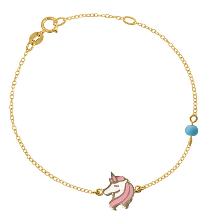 Children's 9k yellow gold unicorn bracelet HYE0023