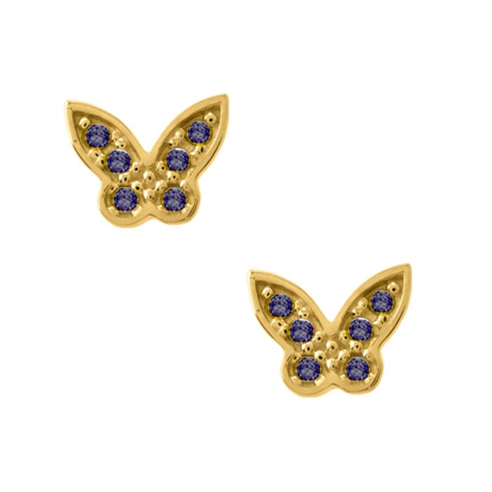 Kid's earrings Yellow Gold 9ct with butterfly HSE0210