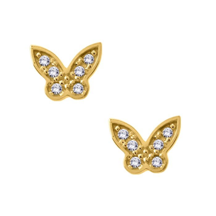 Kid's earrings Yellow Gold 9ct with butterfly HSE0210