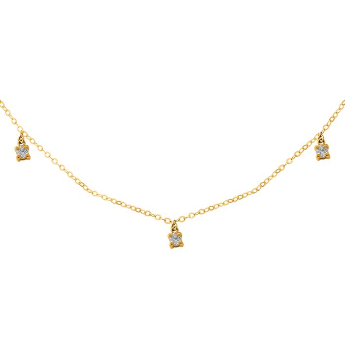 Women's yellow gold necklace with 9K zircon HRE0299