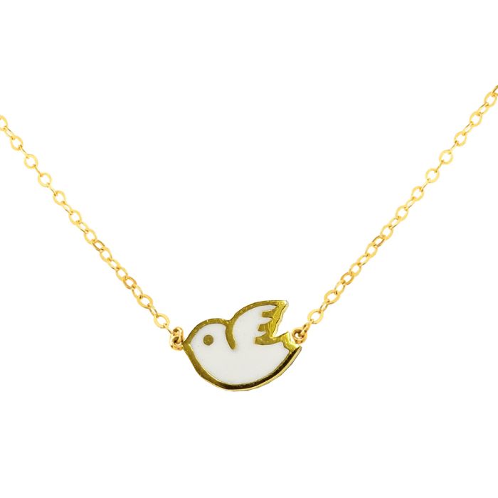 Women's yellow gold necklace with dove 9K HRE0302