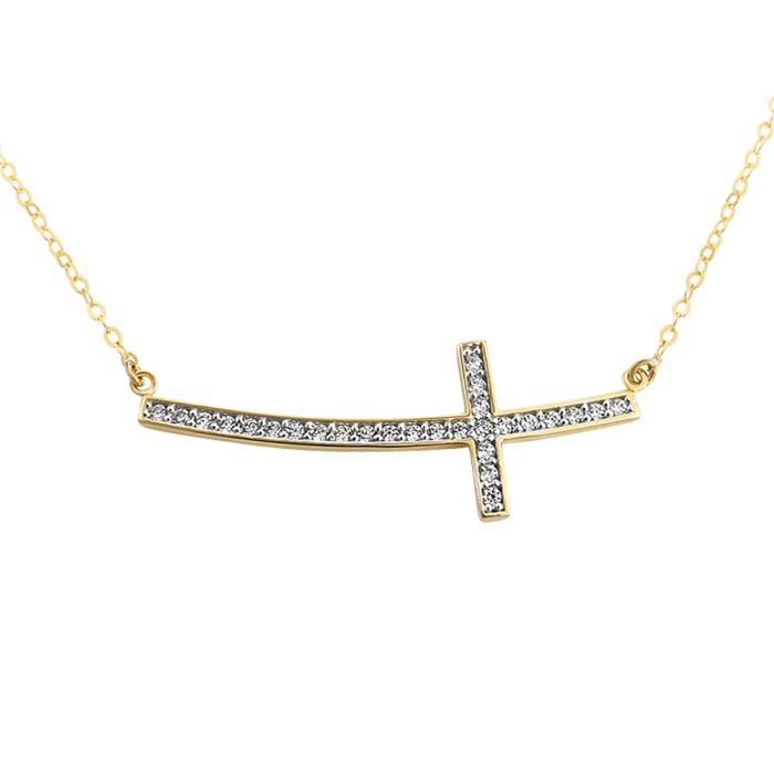 Women's cross necklace with zirconia 9k HRE0301