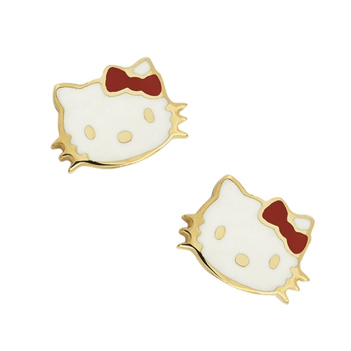 Children's yellow gold earrings with Hello Kitty 9K HSE0216