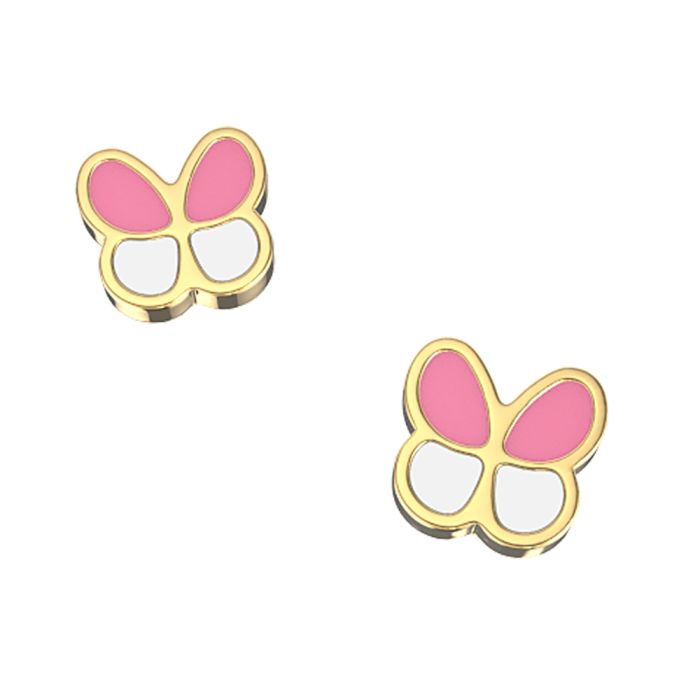 Children's yellow gold butterfly earrings 9K HSE0218