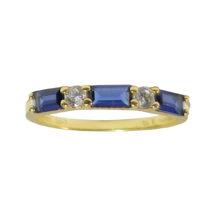 Women's Ring Sapphire and Zircon 14ct IDE0158