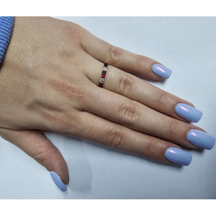 Women's Ring Sapphire and Zircon 14ct IDE0158