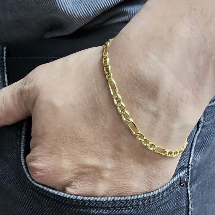 Men's 14K yellow gold theta gourmet bracelet IVE0048