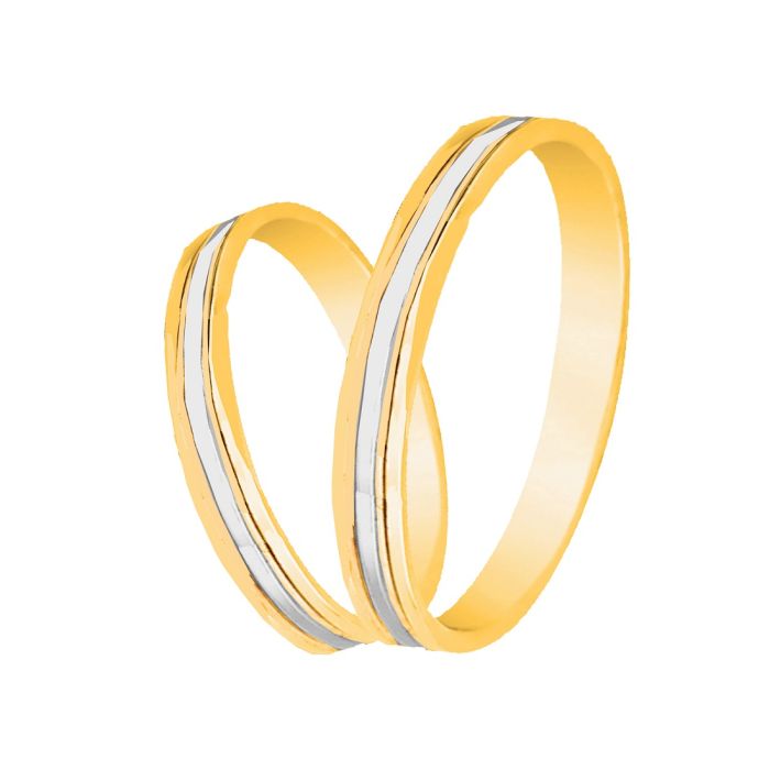 Pair of yellow and white gold wedding rings 2.5mm Veres4ever V3127