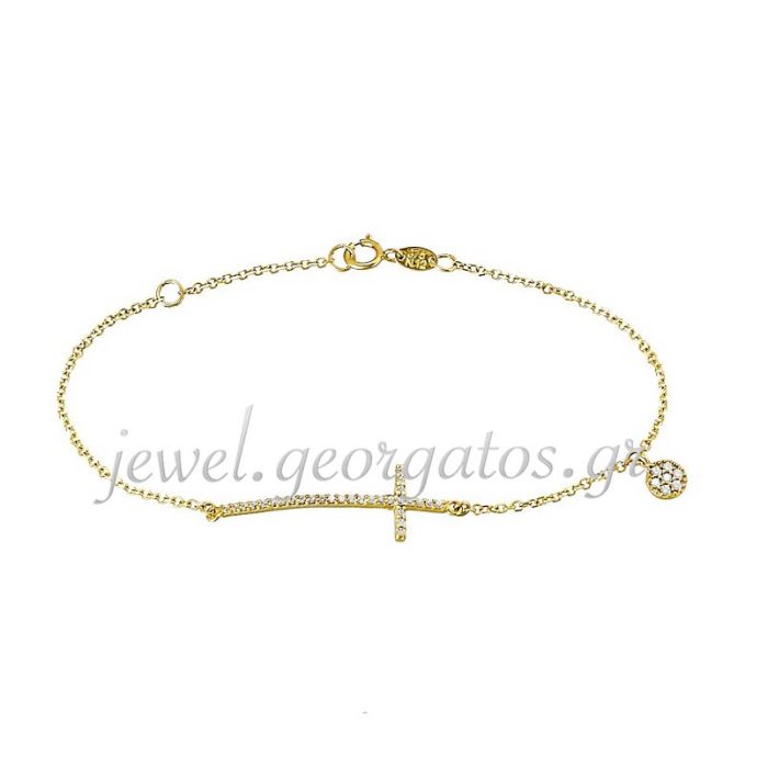 Women's yellow gold bracelet with cross 9CT HVD0135 