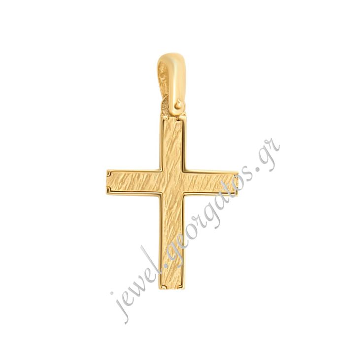 Men's double-sided gold cross 14CT ITD0420