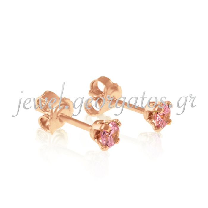 Pink gold stud earrings with zircon 14CT ISE0136