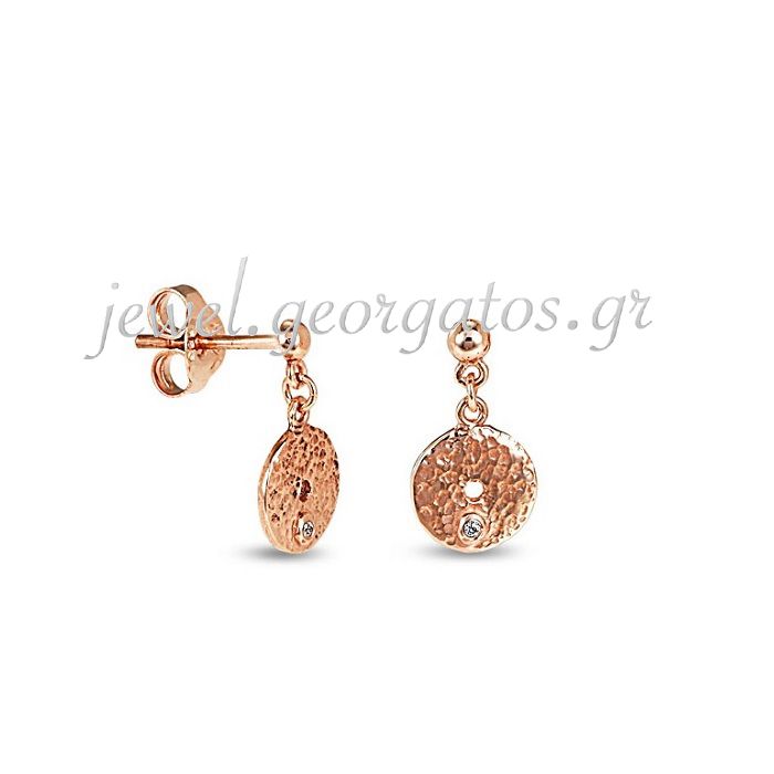 Women's pink gold pendant earrings with circle pattern 9CT  HSH0151