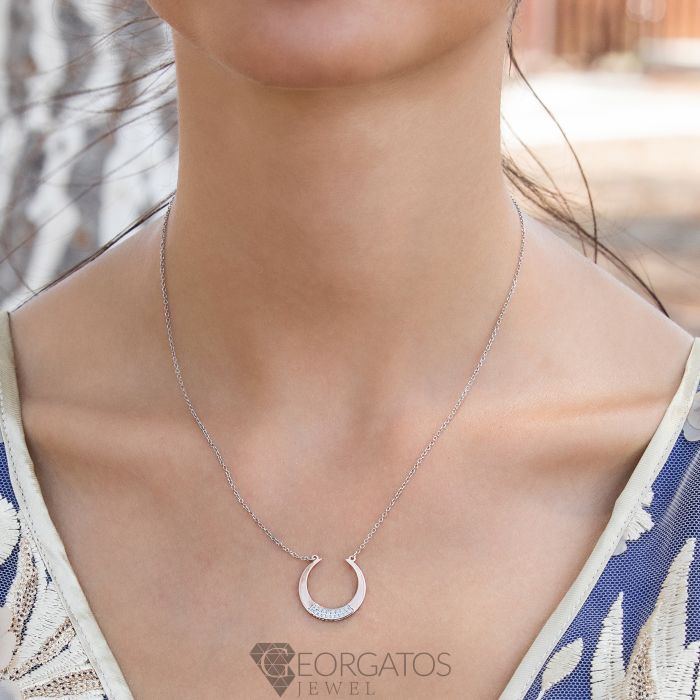Women gold Petal necklace with zircon HRJ0115