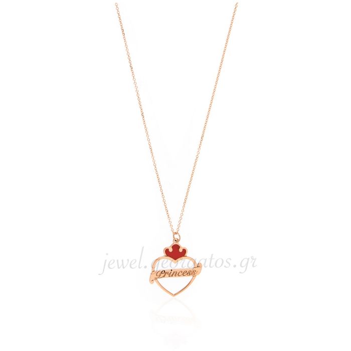 Women gold necklace 9CT with Princess heart HRJ0122