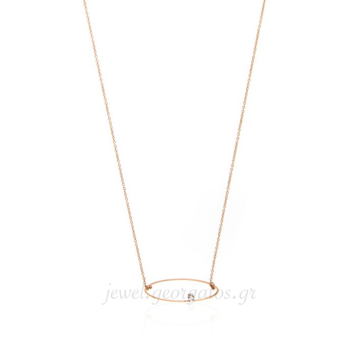 Women gold oval necklace with zircon HRJ0133