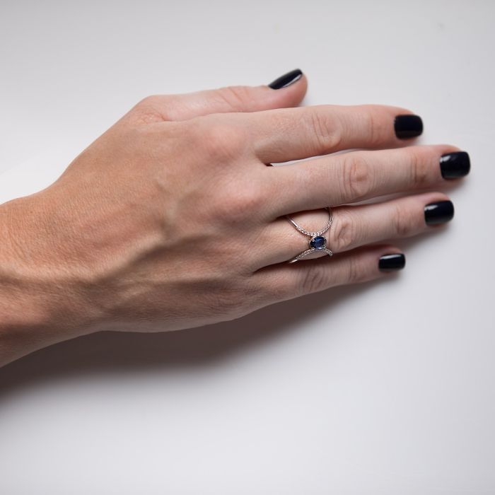 Women diamond ring 18CT with sapphire SDK0048