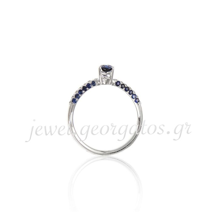 Diamond women ring 18ct white gold with pouar sapphire SDK0050