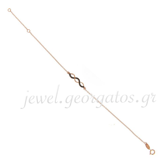 Pink gold women's bracelet with infinity pattern 9CT HVL0022