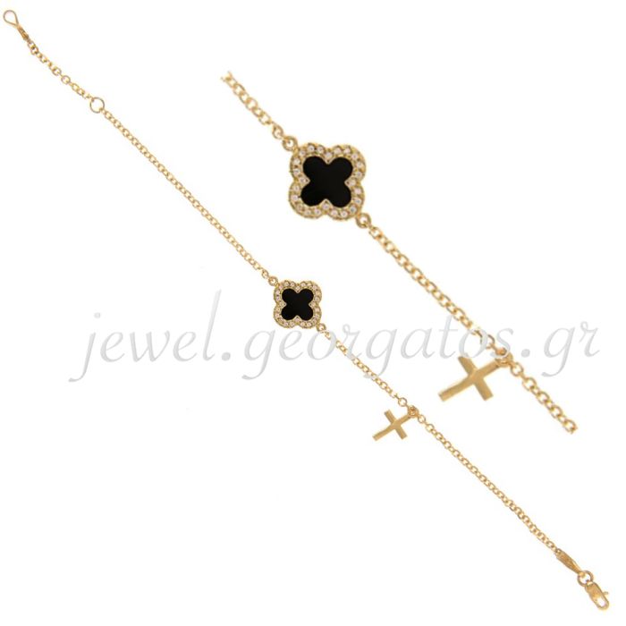 Yellow gold women's bracelet with cross 9CT HVL0029