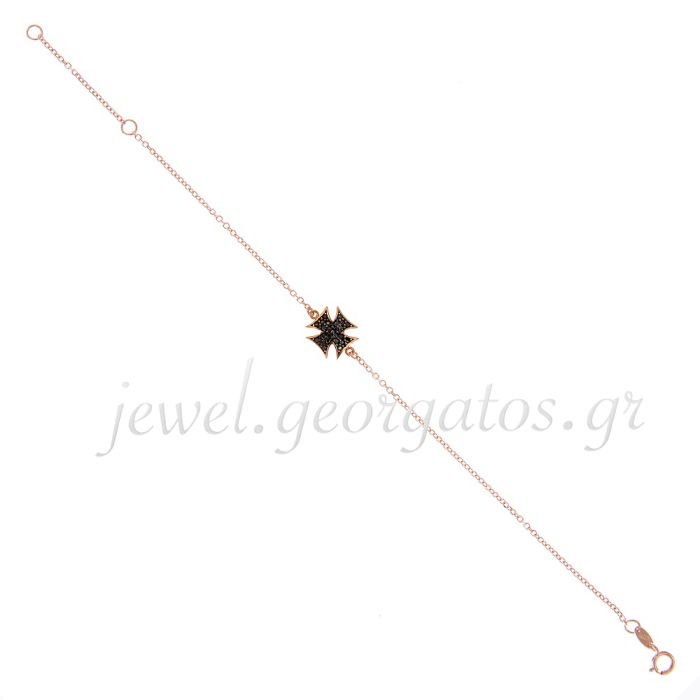 Bracelet women's pink gold with cross and zircon 9CT HVL0043
