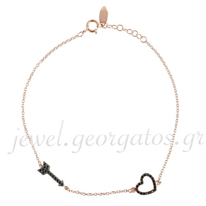 Bracelet women's pink gold with heart and arrow 9CT HVL0061