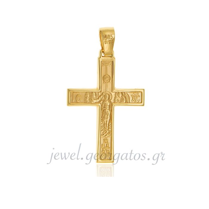 Men's double-sided gold cross 14CT ITM0007