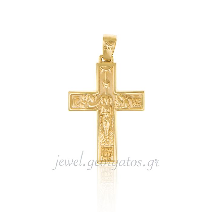 Double sided gold cross 14CT with zircon 14CT ITM0015