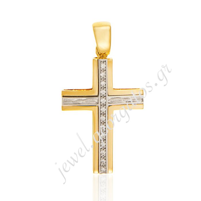 Cross with white details 14CT ITM0037