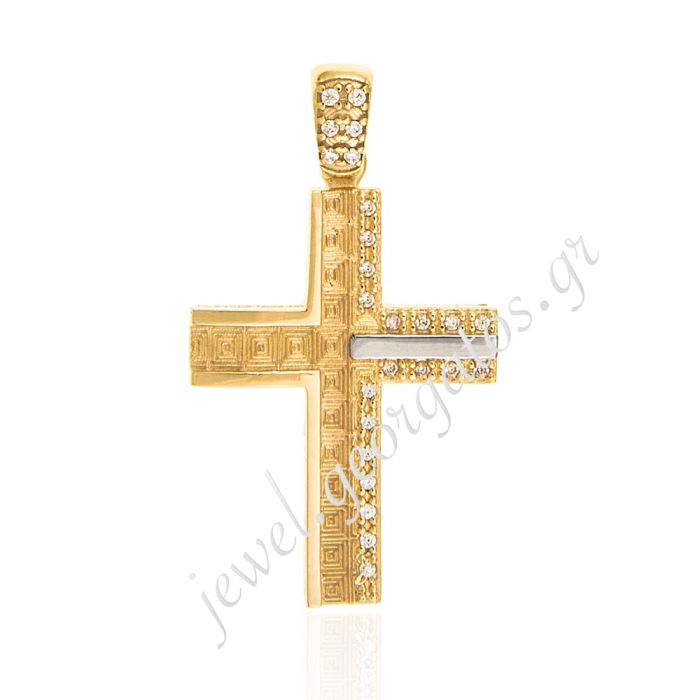 Women's double-sided gold cross 14CT ITM0039