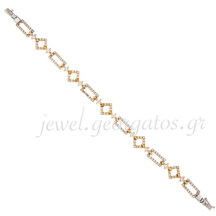 Two tone women's yellow and white gold bracelet with zircon 14CT JVC5083