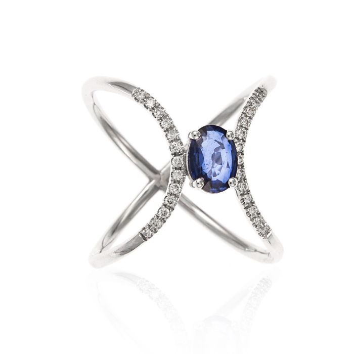 Women diamond ring 18CT with sapphire SDK0048