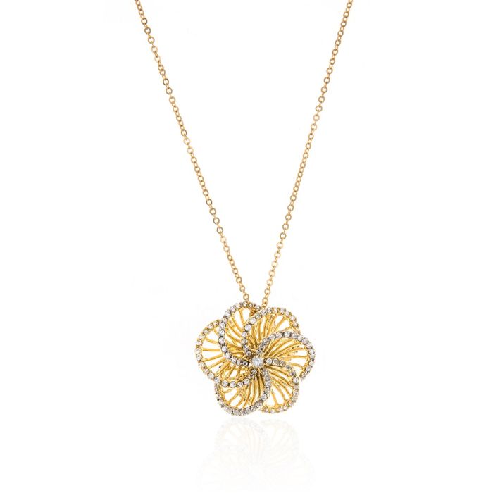 Women's necklace in Yellow Gold decorated with a flower motif 9CT HRM0050