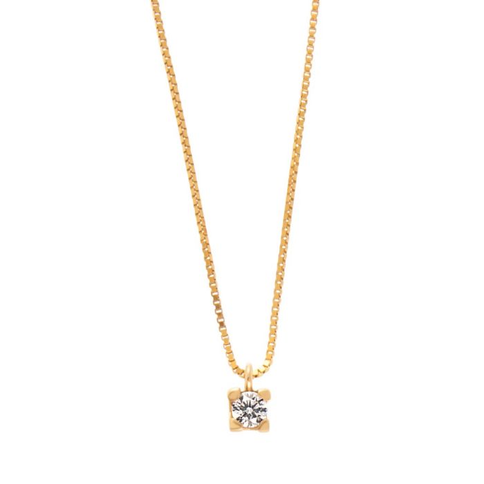 Women pink gold necklace 18CT with brigian 0,080ct SOJ0009