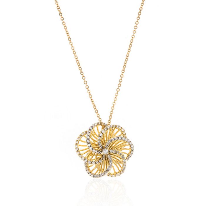 Women's necklace in Yellow Gold decorated with a flower motif 9CT HRM0050