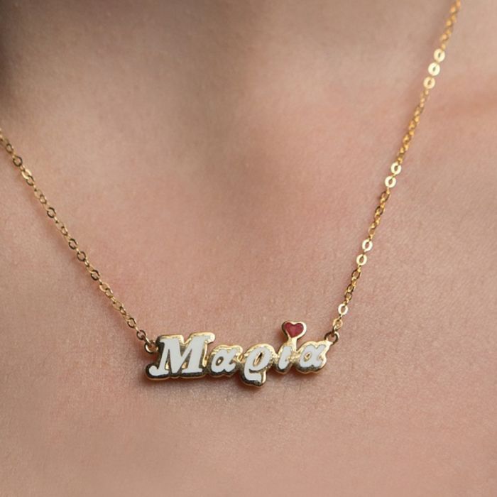 Women gold necklace with the name 