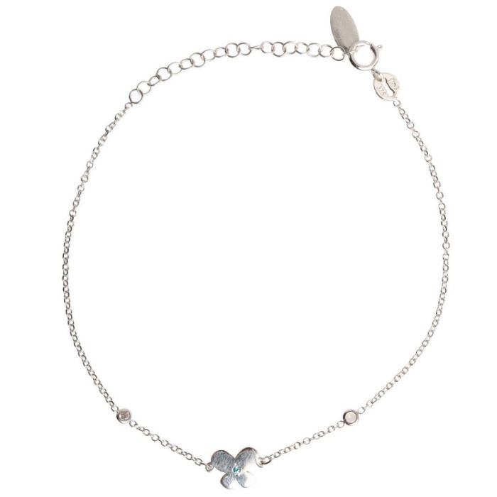 Bracelet women's white gold with butterfly and zircon 9CT HVL0056